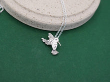 Load image into Gallery viewer, BEE HUMMINGBIRD Necklace / Strength and Freedom / Zunzuncito pendant in Sterling Silver