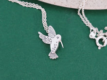 Load image into Gallery viewer, BEE HUMMINGBIRD Necklace / Strength and Freedom / Zunzuncito pendant in Sterling Silver