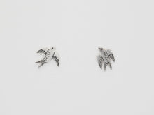 Load image into Gallery viewer, SWALLOW Studs Earrings / Love and Hope / mismatched earrings, long-distance love, travel, freedom - Sterling Silver 925