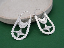 Load image into Gallery viewer, INFINITE EYES Hoop Earrings / Crescent Moon and Star Earrings - Sterling Silver 925