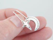 Load image into Gallery viewer, MOON & STAR Drop Earrings / Sterling Silver 925