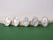 Load image into Gallery viewer, OWL & NIGHT Spinning Ring / Wisdom and Insight / thaumatrope in Sterling Silver 925