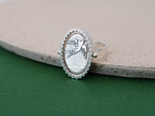 Load image into Gallery viewer, SWALLOWS FLIGHT Spinning Ring / Love & Hope / thaumatrope ring, long-distance love, traveler ring - Sterling Silver 925
