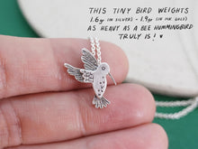 Load image into Gallery viewer, BEE HUMMINGBIRD Necklace / Strength and Freedom / Zunzuncito pendant in Sterling Silver