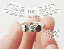 Load image into Gallery viewer, UNDER THIS MOON FAMILY RING / multiple custom moon phases ring in sterling silver