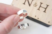 Load image into Gallery viewer, UNDER THIS MOON RING SET / custom moon phase wedding band set in sterling silver
