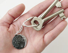 Load image into Gallery viewer, UNDER THIS MOON / custom moon phase keychain in sterling silver