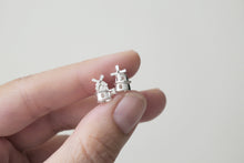 Load image into Gallery viewer, STERK - STRONG STUDS / miniature dutch windmill sterling silver earrings
