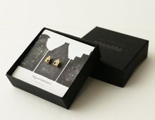 Load image into Gallery viewer, TINY AMSTERDAM 14k GOLD EARRINGS - miniature dutch house studs in solid 14k gold (585)