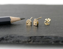 Load image into Gallery viewer, TINY AMSTERDAM 14k GOLD EARRINGS - miniature dutch house studs in solid 14k gold (585)