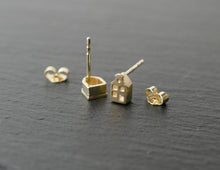 Load image into Gallery viewer, TINY AMSTERDAM 14k GOLD EARRINGS - miniature dutch house studs in solid 14k gold (585)
