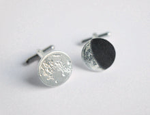 Load image into Gallery viewer, UNDER THIS MOON / personalised moon phase cufflinks in sterling silver