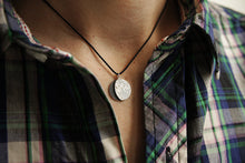 Load image into Gallery viewer, UNDER THIS MOON / personalised BIG moon phase necklace in sterling silver & natural silk