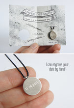Load image into Gallery viewer, UNDER THIS MOON / personalised BIG moon phase necklace in sterling silver & natural silk