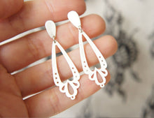 Load image into Gallery viewer, LINGERIE DANGLE LONG EARRINGS / hand-pierced earrings in sterling silver