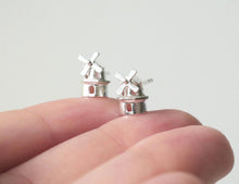 Load image into Gallery viewer, STERK - STRONG STUDS / miniature dutch windmill sterling silver earrings