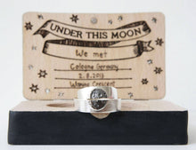 Load image into Gallery viewer, UNDER THIS MOON RING SET / custom moon phase wedding band set in sterling silver