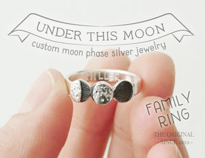 UNDER THIS MOON FAMILY RING / multiple custom moon phases ring in sterling silver