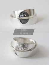 Load image into Gallery viewer, UNDER THIS MOON RING SET / custom moon phase wedding band set in sterling silver