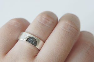 UNDER THIS MOON RING SET / custom moon phase wedding band set in sterling silver