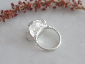 PAPAVER PETALS / poppy flower ring in sterling silver