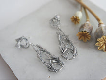 Load image into Gallery viewer, FLOURISHING TEARDROP / botanical dangling earrings in sterling silver