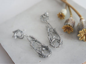 FLOURISHING TEARDROP / botanical dangling earrings in sterling silver