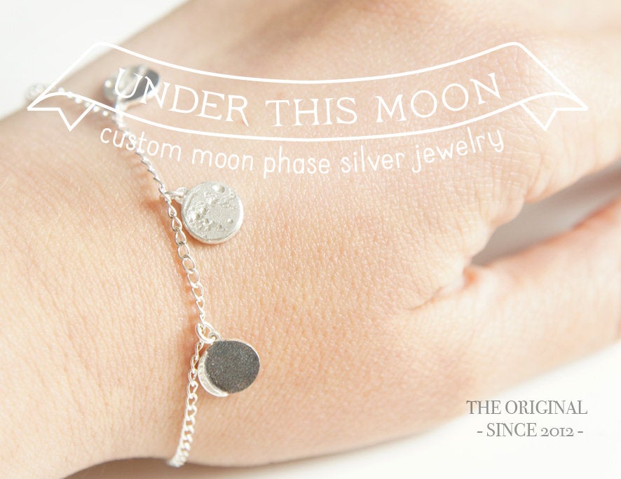 UNDER THIS MOON / custom moon phase bracelet in sterling silver
