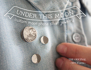 UNDER THIS MOON / personalised moon phase brooch in sterling silver