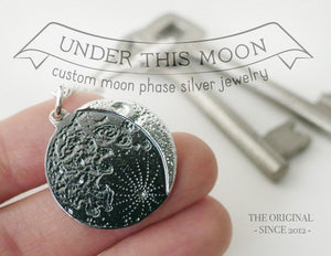 UNDER THIS MOON / custom moon phase keychain in sterling silver