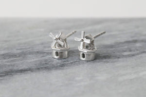 STERK - STRONG STUDS / miniature dutch windmill sterling silver earrings
