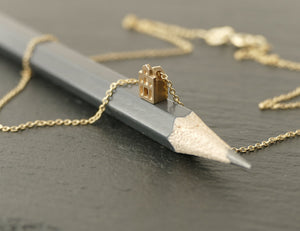 TINY AMSTERDAM 14k GOLD NECKLACE - miniature dutch house in solid 14k gold (585)