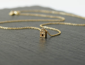 TINY AMSTERDAM 14k GOLD NECKLACE - miniature dutch house in solid 14k gold (585)
