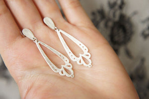 LINGERIE DANGLE LONG EARRINGS / hand-pierced earrings in sterling silver