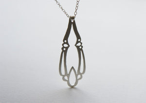 LINGERIE ELONGATED PENDANT / hand-pierced necklace in sterling silver