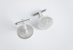 UNDER THIS MOON / personalised moon phase cufflinks in sterling silver