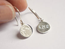 Load image into Gallery viewer, UNDER THIS MOON / personalised moon phase hook earrings in sterling silver