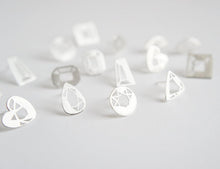 Load image into Gallery viewer, MINI GEM STUDS / hand-pierced gem shaped earrings in sterling silver