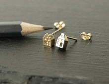 Load image into Gallery viewer, TINY AMSTERDAM 14k GOLD EARRINGS - miniature dutch house studs in solid 14k gold (585)