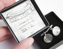 Load image into Gallery viewer, UNDER THIS MOON / personalised moon phase cufflinks in sterling silver